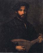 CAMPI, Giulio Portrait of a Gentleman with Mandolin oil painting on canvas